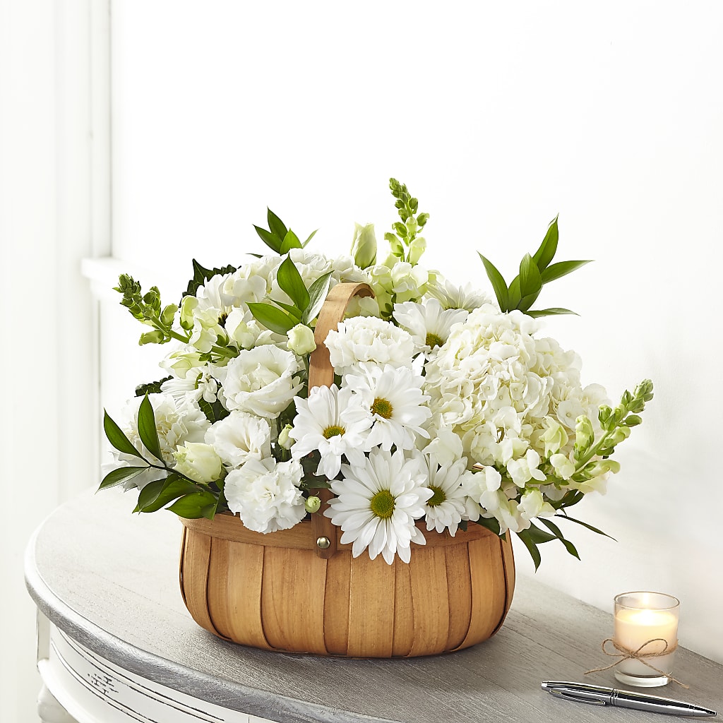 Pure Ivory Basket – Flowers By Josie, Grayling MI