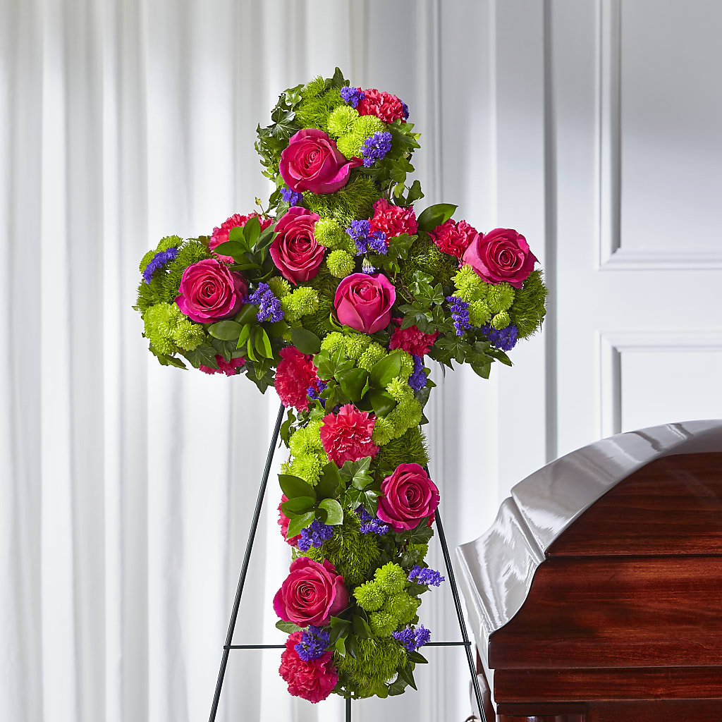 Tribute Rose Floral Cross – Flowers By Josie, Grayling MI