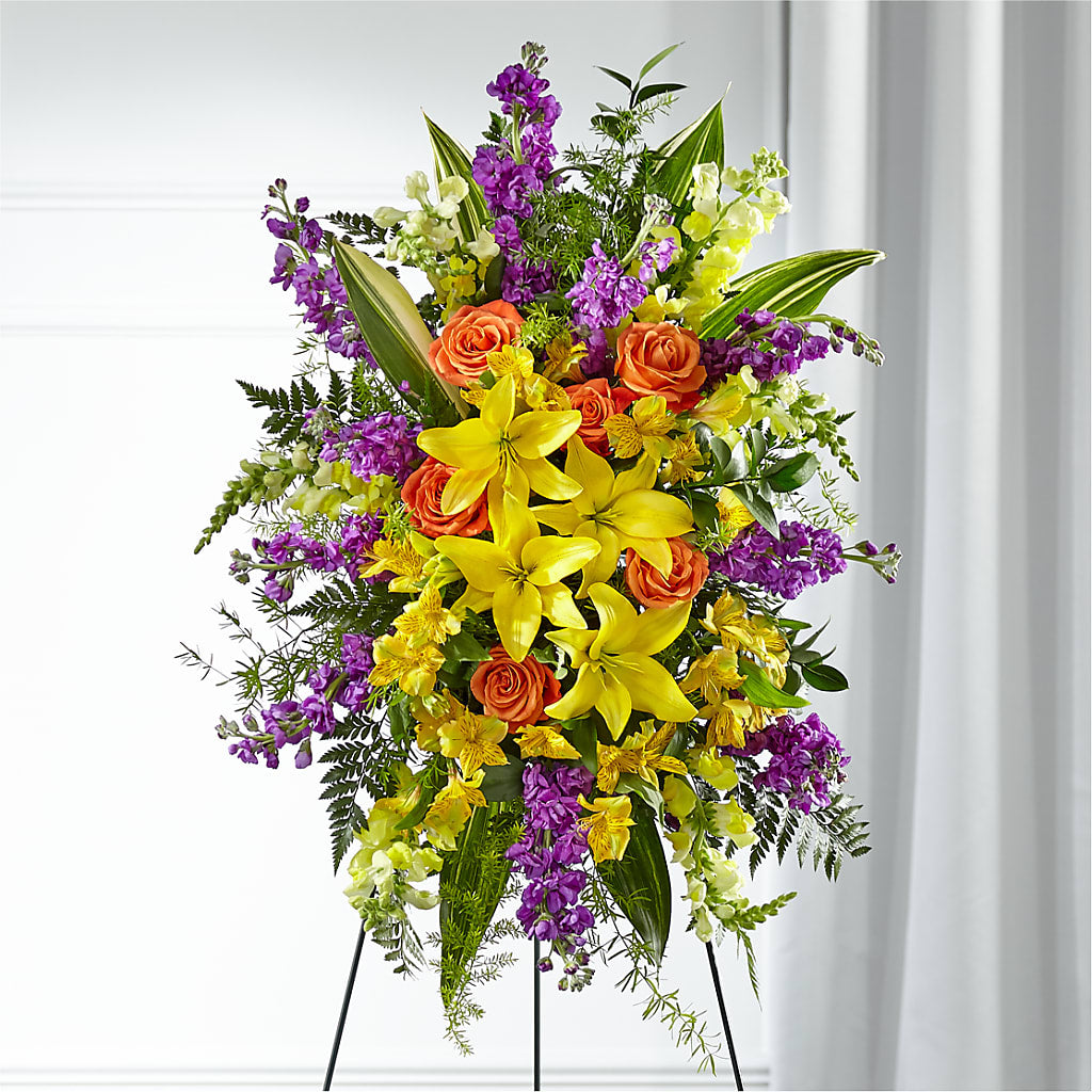 Thoughtful Prayers Standing Spray – Flowers By Josie, Grayling MI