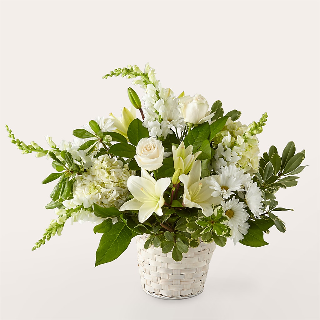 Ivory Elegance Floral Basket – Flowers By Josie, Grayling MI