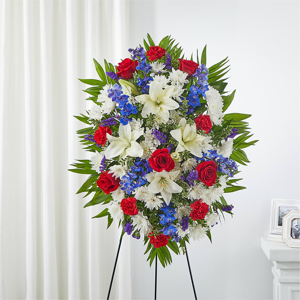 Cherished Service Standing Spray – Flowers By Josie, Grayling MI