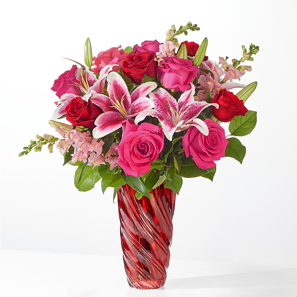 Always You Bouquet with Luxe Swirl Vase – Flowers By Josie, Grayling MI