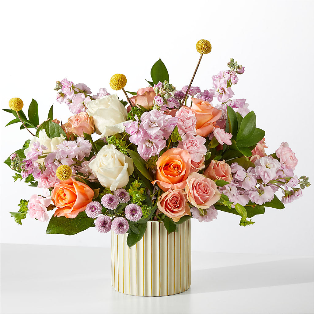 French Market Bouquet with Ivory Vase – Flowers By Josie, Grayling MI