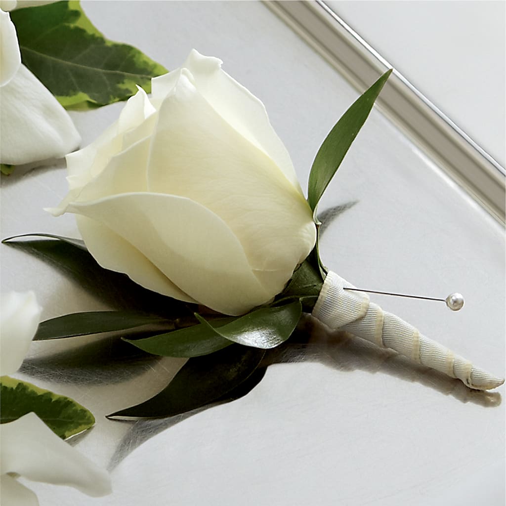 White Rose Boutonniere – Flowers By Josie, Grayling MI