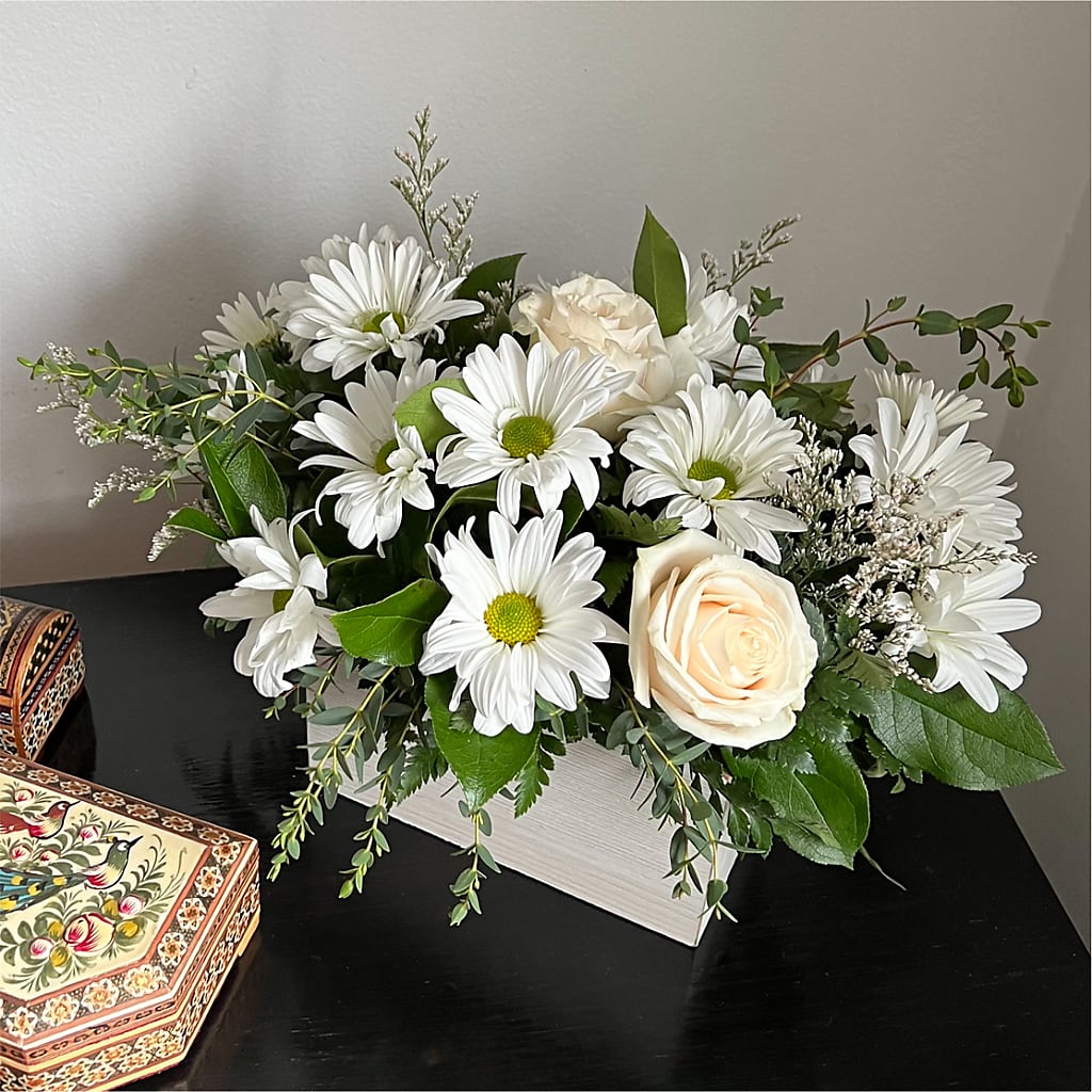 Fresh Linen Box Bouquet –  Flowers By Josie, Grayling MI