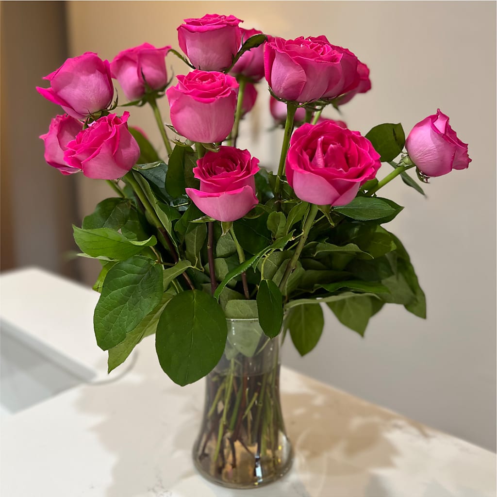 Long Stem Pink Rose Bouquet –  Flowers By Josie, Grayling MI