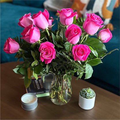 Long Stem Pink Rose Bouquet –  Flowers By Josie, Grayling MI