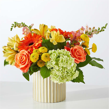 Autumn Sunshine Bouquet with Ivory Vase –  Flowers By Josie, Grayling MI