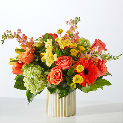 Autumn Sunshine Bouquet with Ivory Vase –  Flowers By Josie, Grayling MI