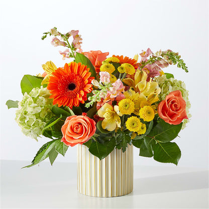 Autumn Sunshine Bouquet with Ivory Vase –  Flowers By Josie, Grayling MI