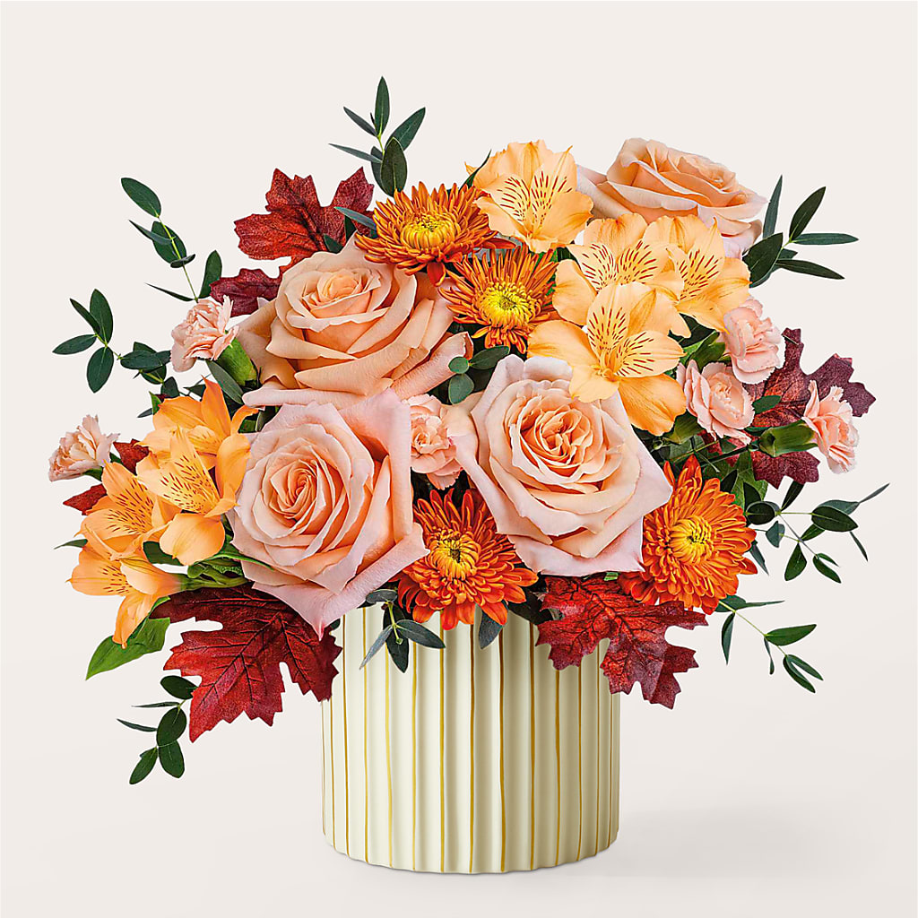 Spiced Latte Bouquet with Ivory Vase –  Flowers By Josie, Grayling MI
