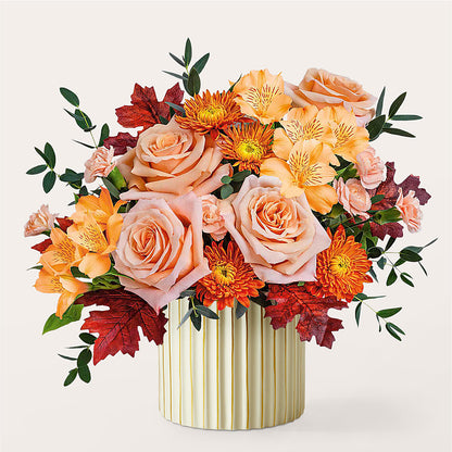 Spiced Latte Bouquet with Ivory Vase –  Flowers By Josie, Grayling MI