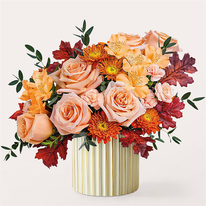 Spiced Latte Bouquet with Ivory Vase –  Flowers By Josie, Grayling MI