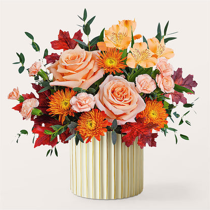 Spiced Latte Bouquet with Ivory Vase –  Flowers By Josie, Grayling MI