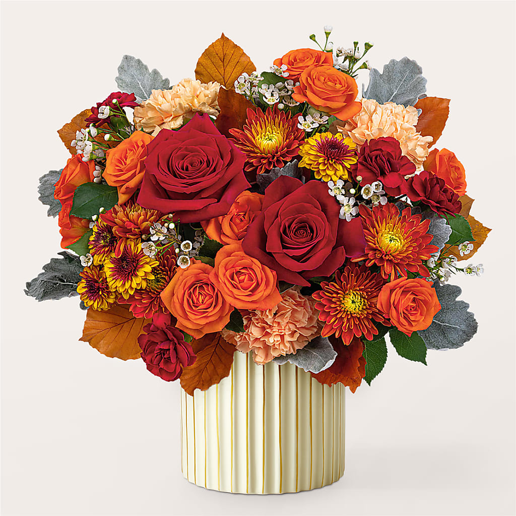 Merlot Bouquet with Ivory Vase –  Flowers By Josie, Grayling MI