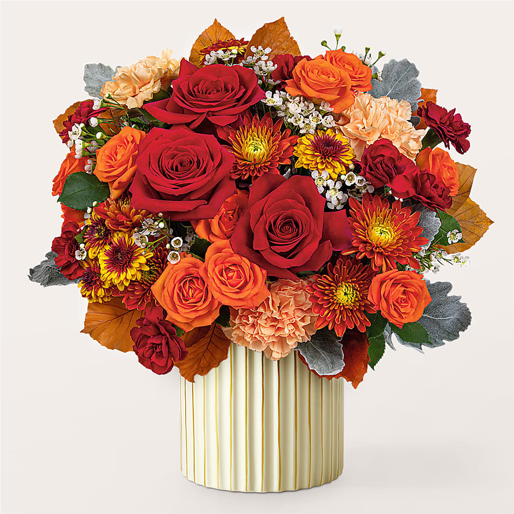 Merlot Bouquet with Ivory Vase –  Flowers By Josie, Grayling MI