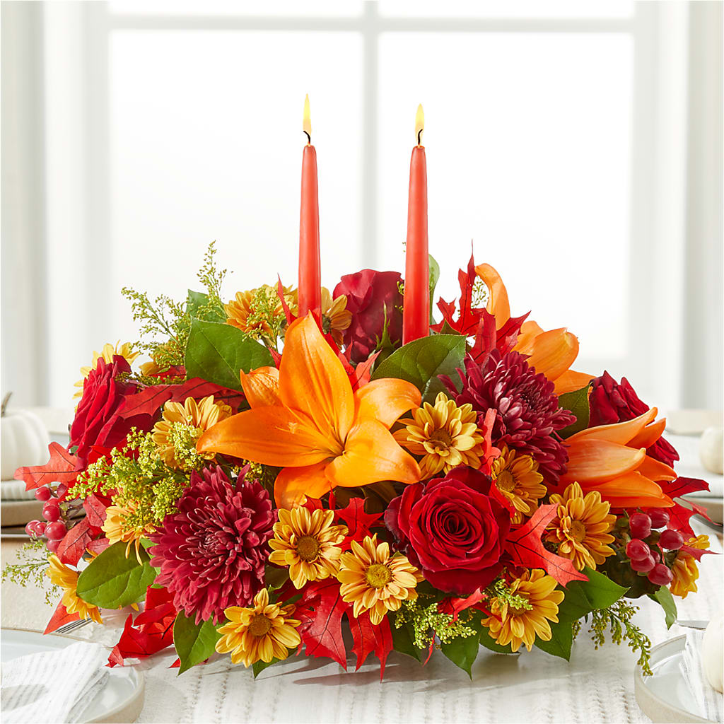 Autumn's Embrace Centerpiece –  Flowers By Josie, Grayling MI