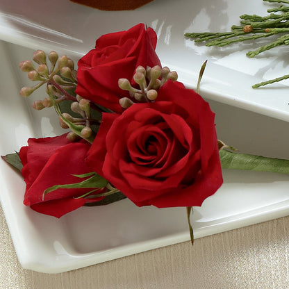 Red Spray Rose Boutonniere –  Flowers By Josie, Grayling MI