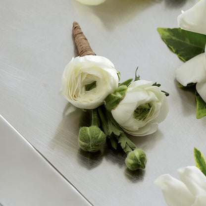White Ranunculus Boutonniere –  Flowers By Josie, Grayling MI