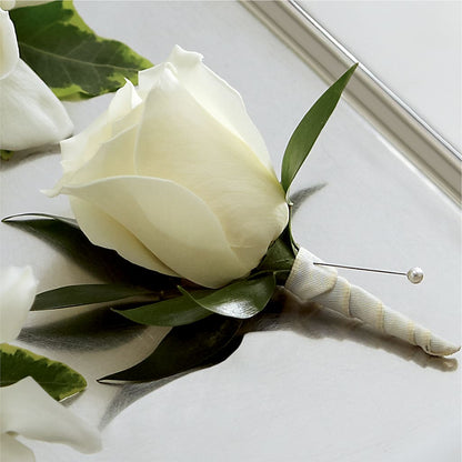 White Rose Boutonniere –  Flowers By Josie, Grayling MI